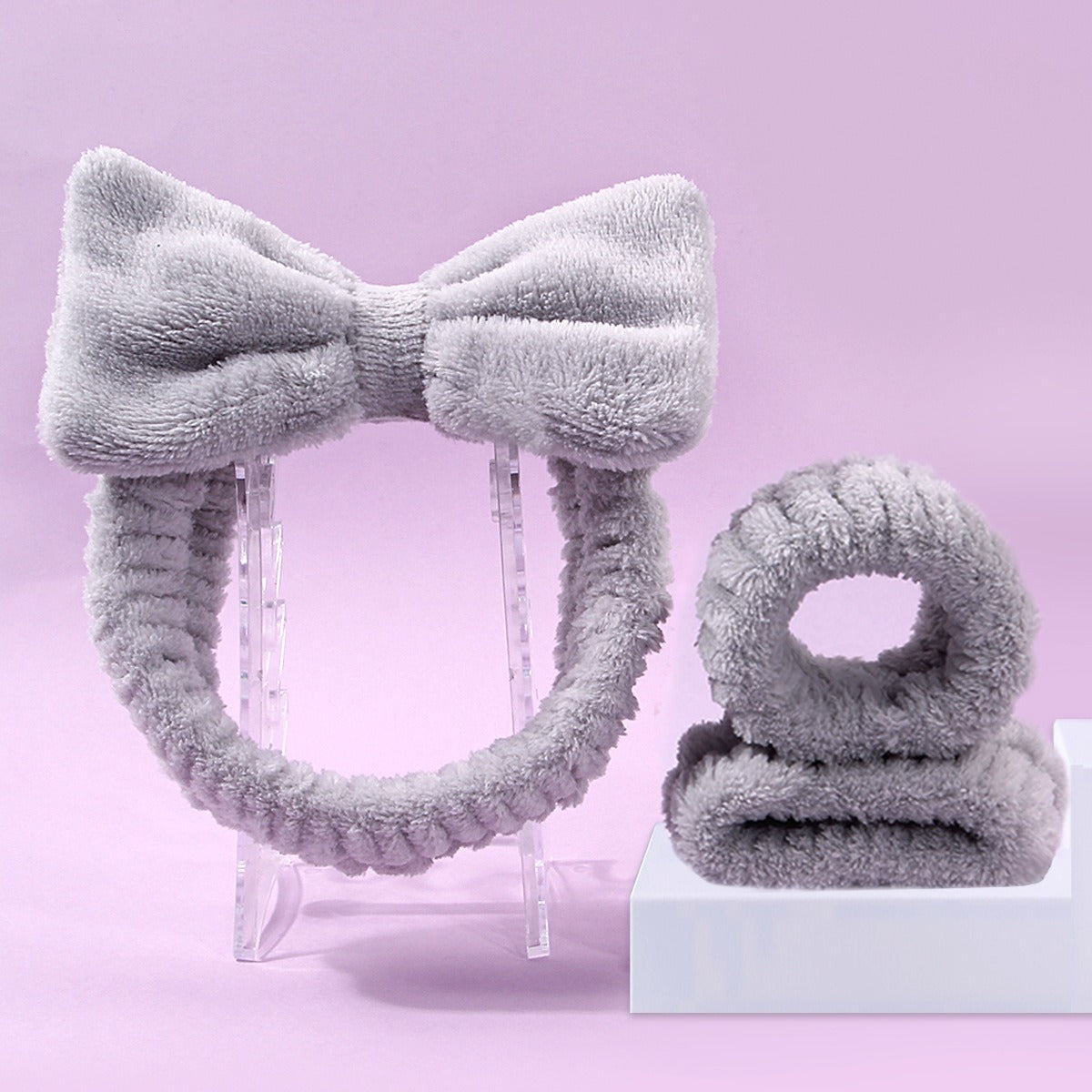 Facial Brush & Coral Fleece Hair Band Set