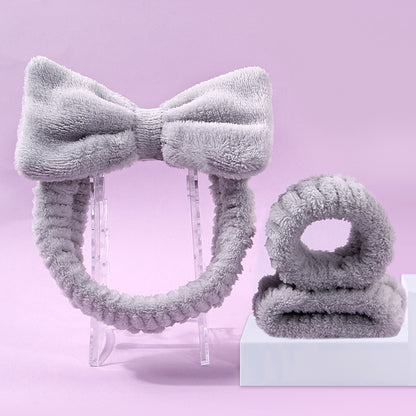 Facial Brush & Coral Fleece Hair Band Set